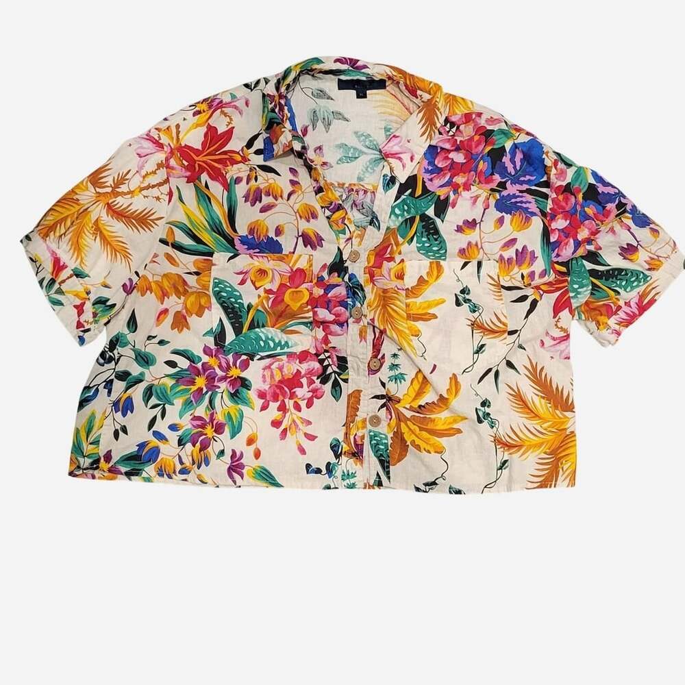 Rachel Roy Tropical Floral Button-Up Shirt XL